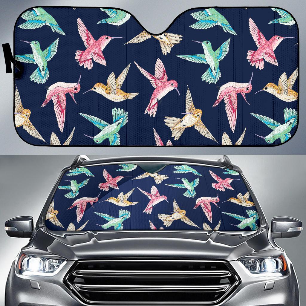 Hummingbird Cute Pattern Print Design 01 Car Sun Shades-JORJUNE.COM