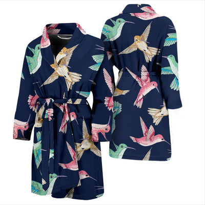 Hummingbird Cute Pattern Print Design 01 Men Bathrobe-JORJUNE.COM