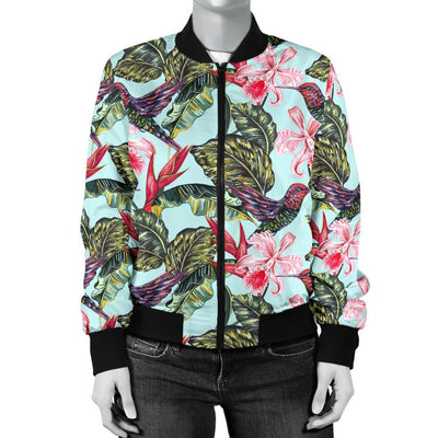 Hummingbird Cute Themed Print Women Casual Bomber Jacket