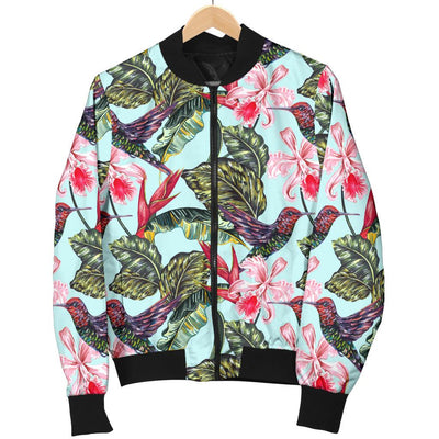 Hummingbird Cute Themed Print Women Casual Bomber Jacket