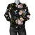 Hummingbird Flower Themed Print Women Casual Bomber Jacket