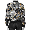 Hummingbird Gold Design Themed Print Women Casual Bomber Jacket