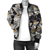 Hummingbird Gold Design Themed Print Women Casual Bomber Jacket