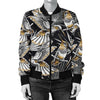 Hummingbird Gold Design Themed Print Women Casual Bomber Jacket