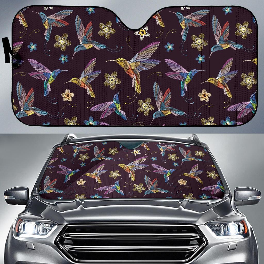 Hummingbird Pattern Print Design 04 Car Sun Shades-JORJUNE.COM