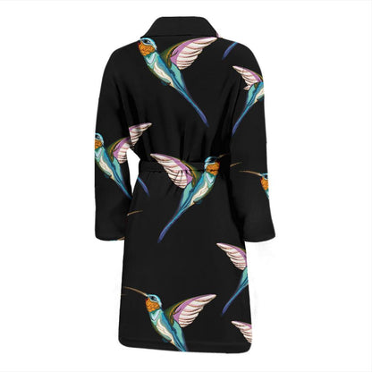 Hummingbird Pattern Print Design 06 Men Bathrobe-JORJUNE.COM
