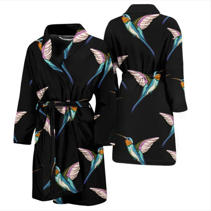 Hummingbird Pattern Print Design 06 Men Bathrobe-JORJUNE.COM