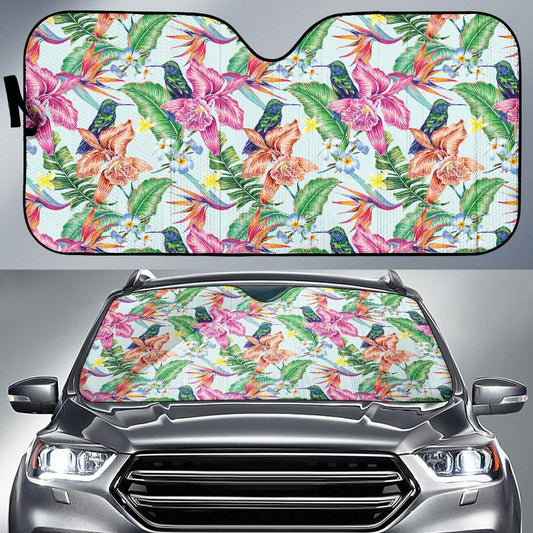 Hummingbird Tropical Pattern Print Design 05 Car Sun Shades-JORJUNE.COM