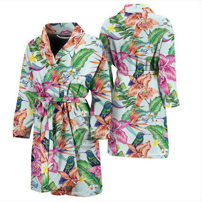Hummingbird Tropical Pattern Print Design 05 Men Bathrobe-JORJUNE.COM
