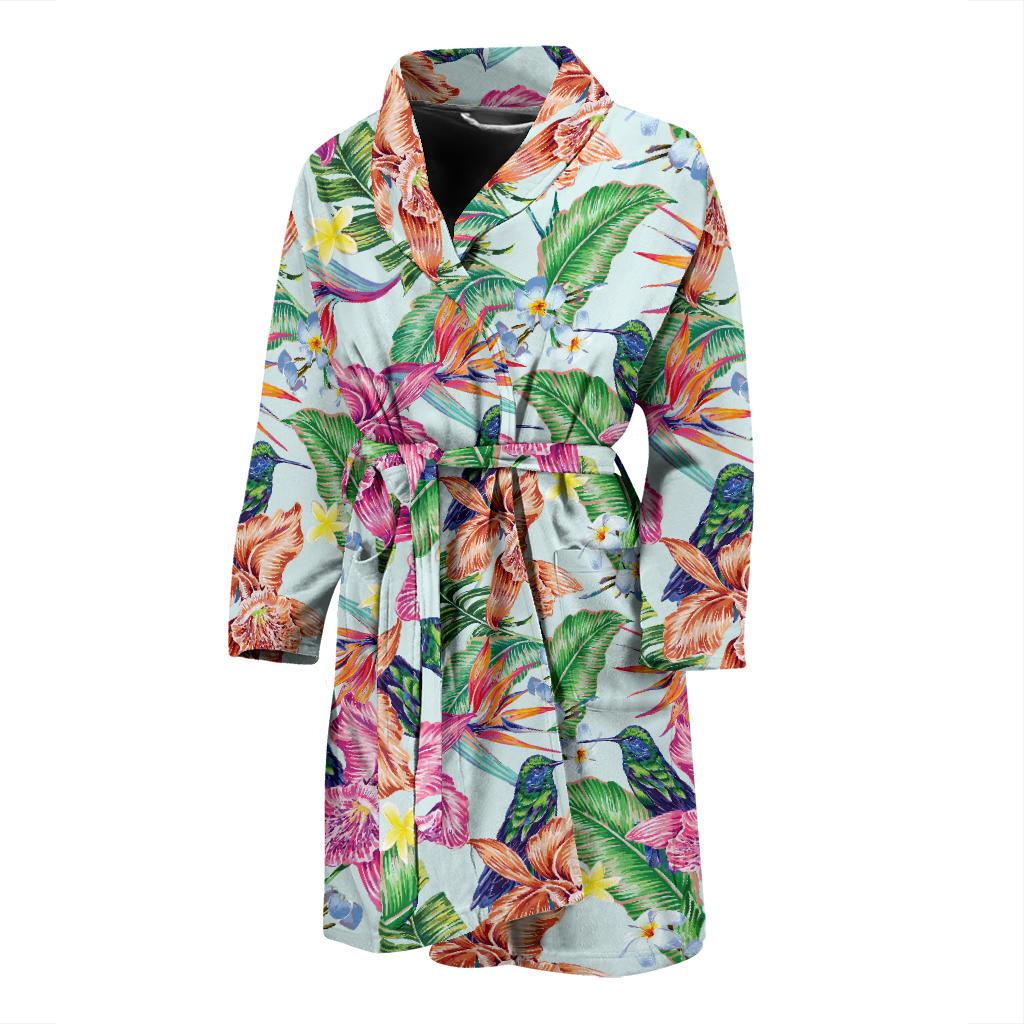 Hummingbird Tropical Pattern Print Design 05 Men Bathrobe-JORJUNE.COM