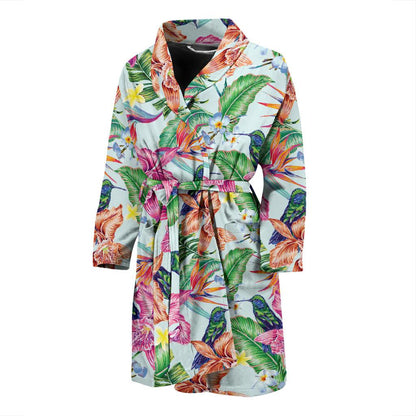 Hummingbird Tropical Pattern Print Design 05 Men Bathrobe-JORJUNE.COM