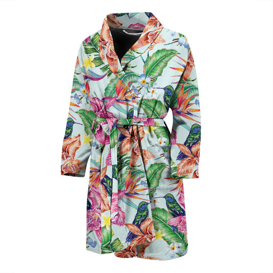 Hummingbird Tropical Pattern Print Design 05 Men Bathrobe-JORJUNE.COM