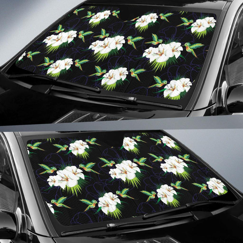 Hummingbird with Flower Pattern Print Design 03 Car Sun Shades-JORJUNE.COM