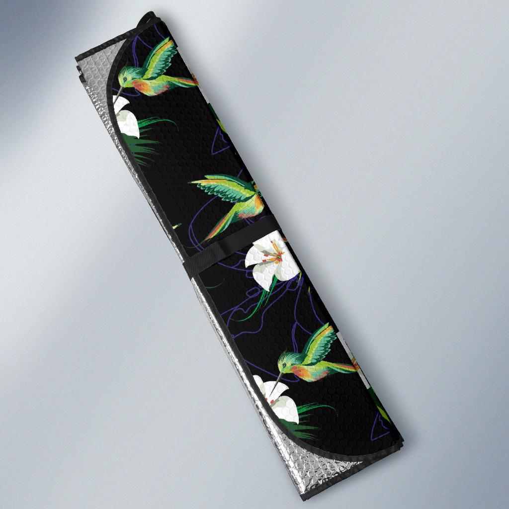 Hummingbird with Flower Pattern Print Design 03 Car Sun Shades-JORJUNE.COM