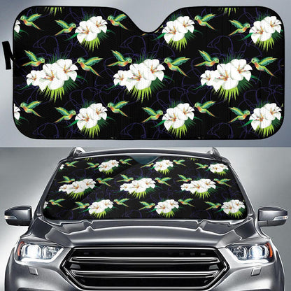 Hummingbird with Flower Pattern Print Design 03 Car Sun Shades-JORJUNE.COM