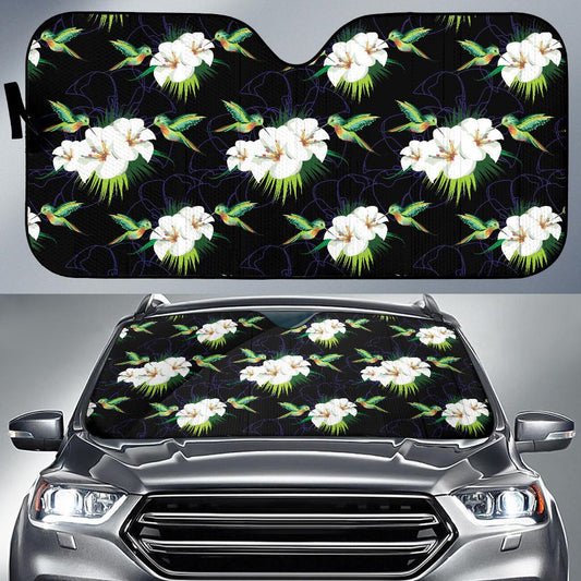 Hummingbird with Flower Pattern Print Design 03 Car Sun Shades-JORJUNE.COM