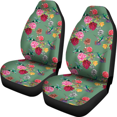 Hummingbird With Rose Themed Print Universal Fit Car Seat Covers