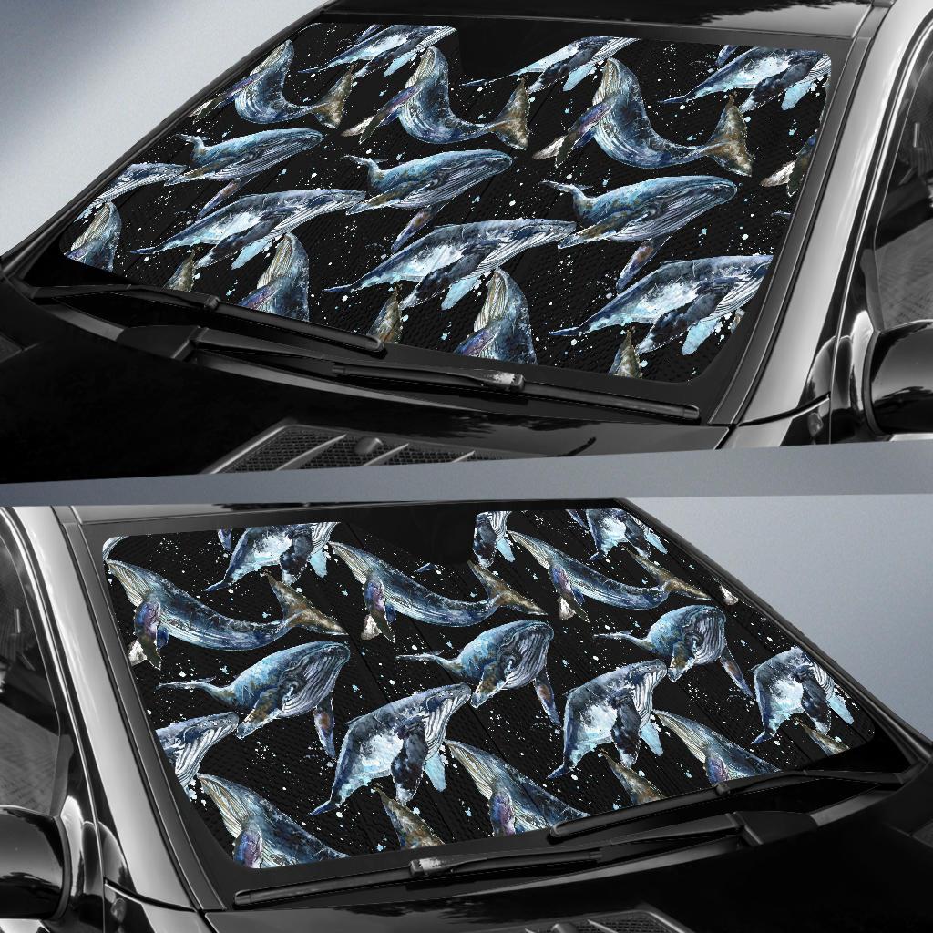 Humpback Whale Pattern Print Design 01 Car Sun Shades-JORJUNE.COM