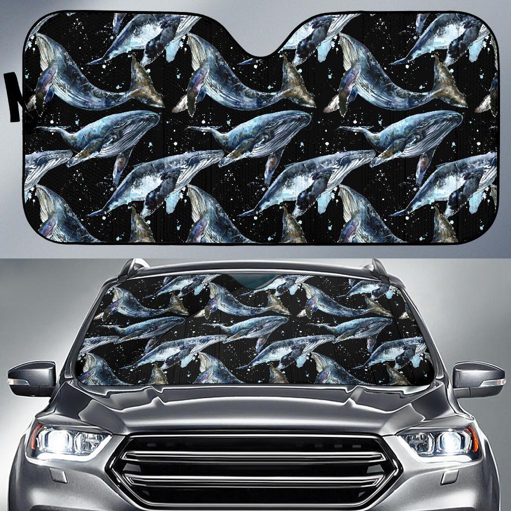 Humpback Whale Pattern Print Design 01 Car Sun Shades-JORJUNE.COM
