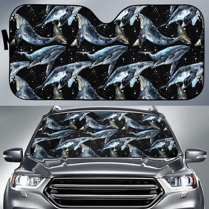 Humpback Whale Pattern Print Design 01 Car Sun Shades-JORJUNE.COM