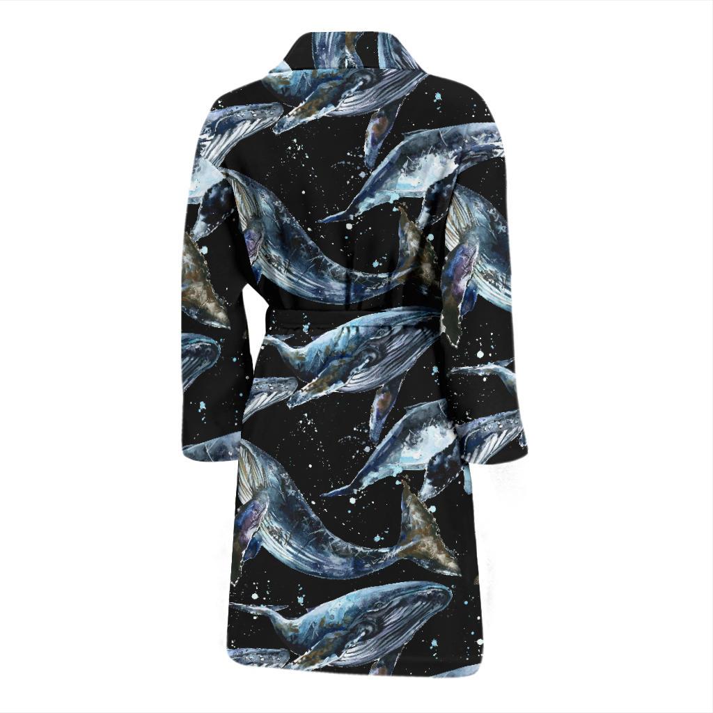 Humpback Whale Pattern Print Design 01 Men Bathrobe-JORJUNE.COM