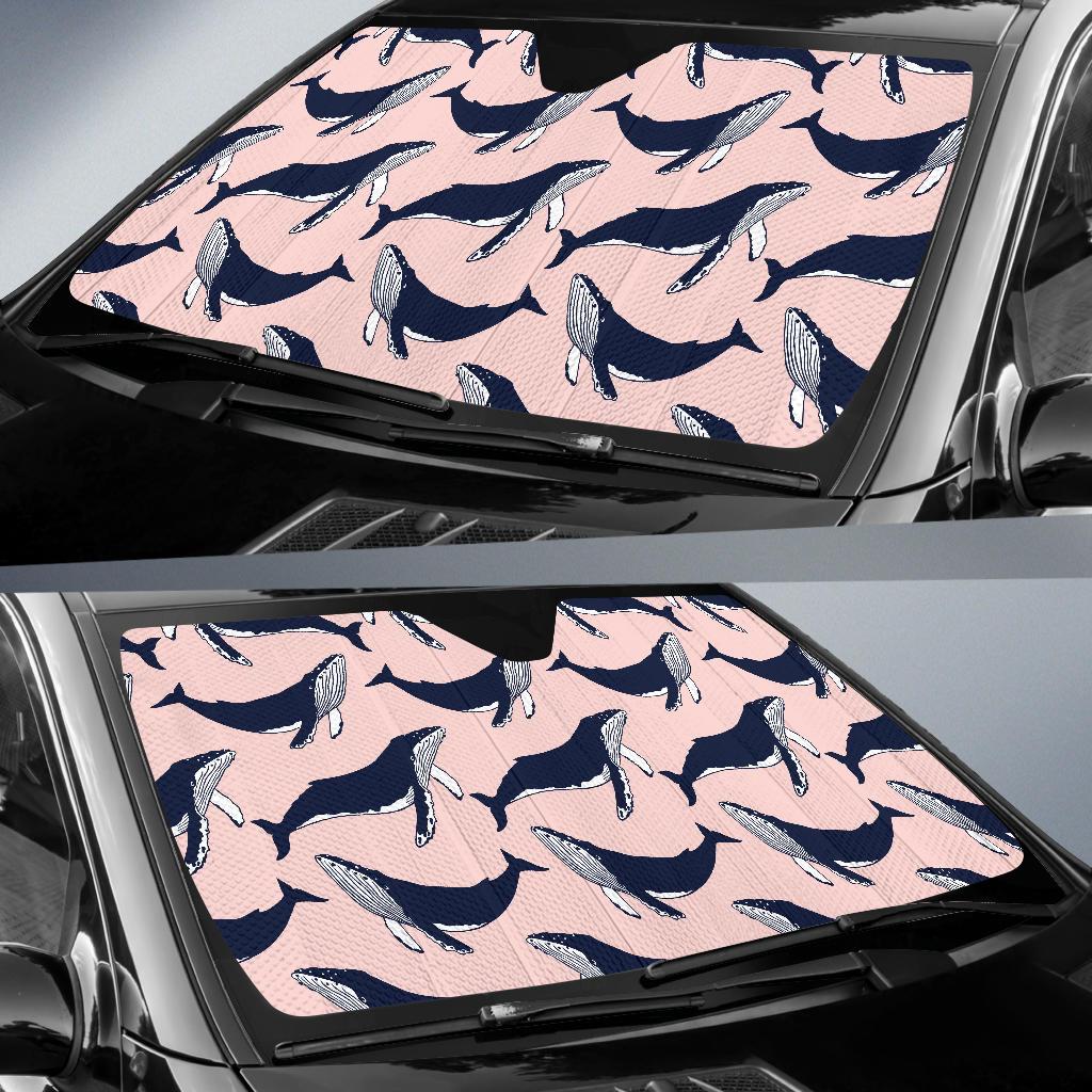 Humpback Whale Pattern Print Design 02 Car Sun Shades-JORJUNE.COM