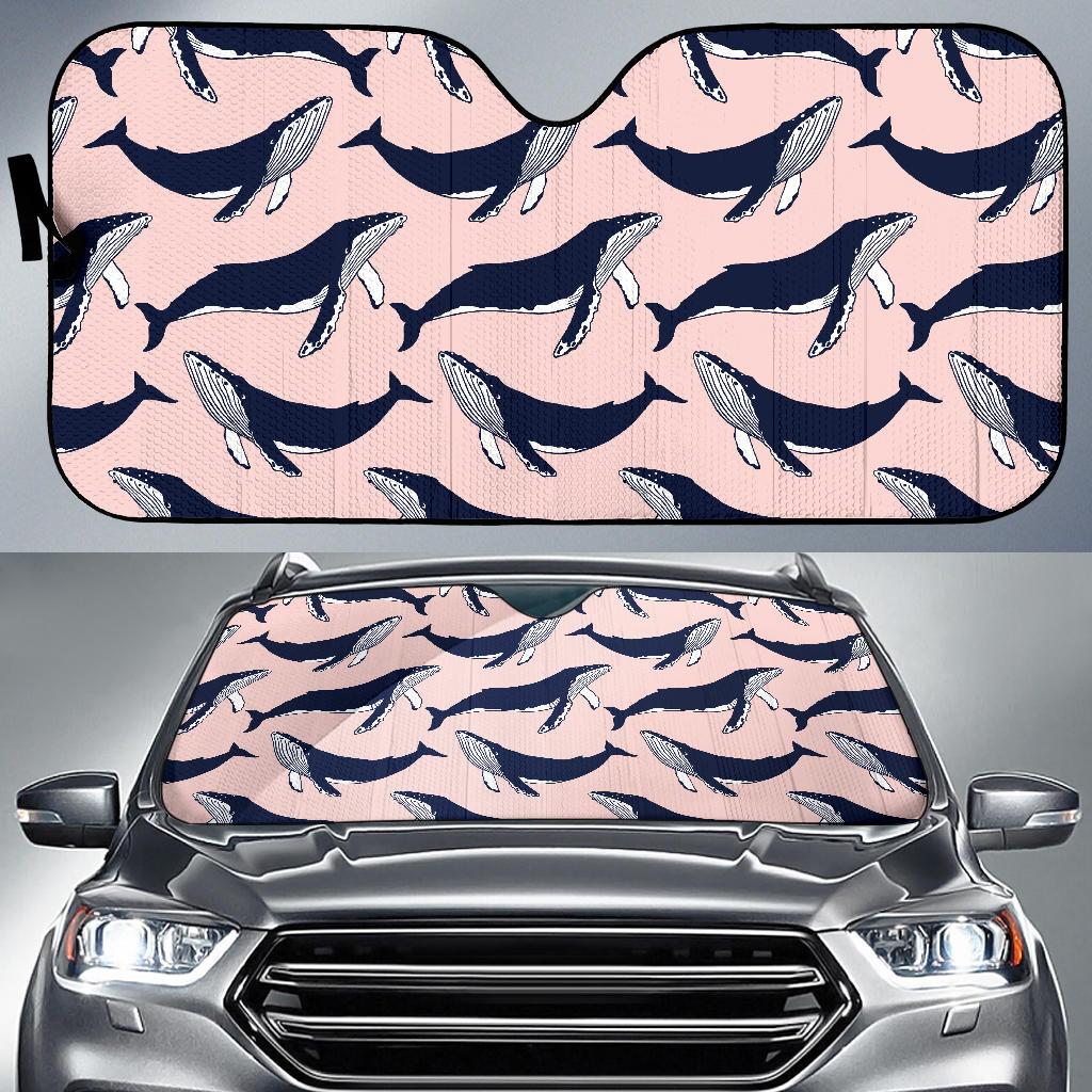 Humpback Whale Pattern Print Design 02 Car Sun Shades-JORJUNE.COM
