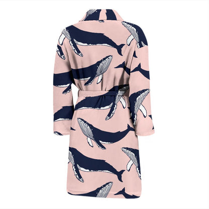 Humpback Whale Pattern Print Design 02 Men Bathrobe-JORJUNE.COM