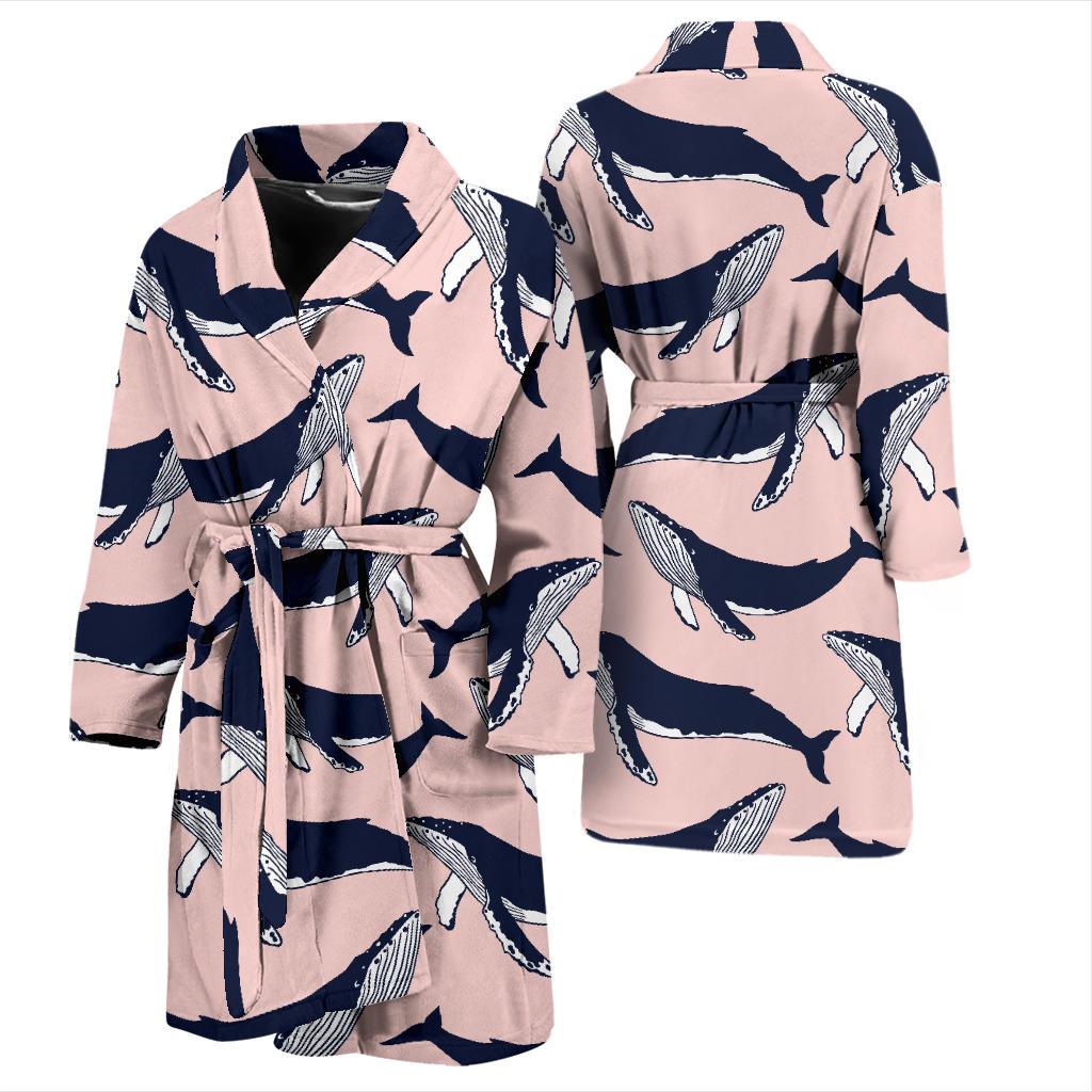 Humpback Whale Pattern Print Design 02 Men Bathrobe-JORJUNE.COM
