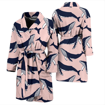 Humpback Whale Pattern Print Design 02 Men Bathrobe-JORJUNE.COM