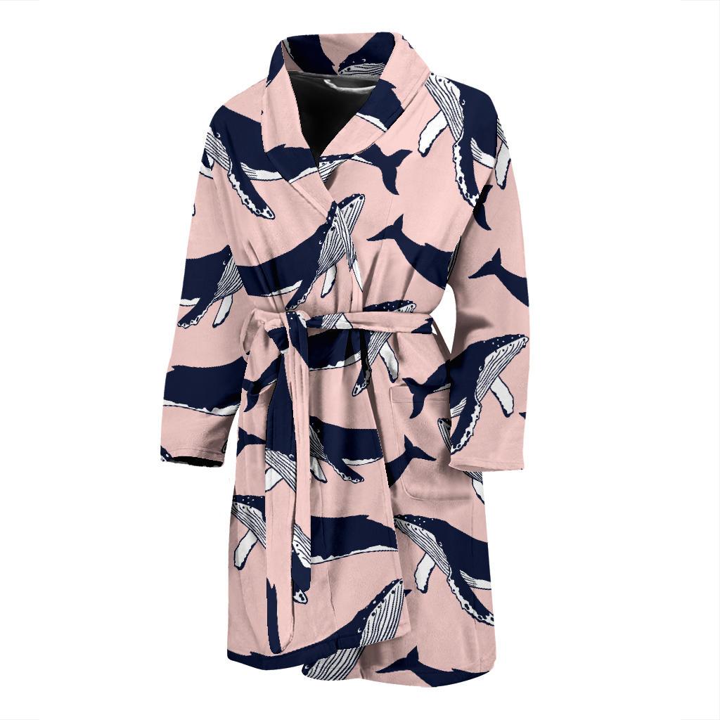Humpback Whale Pattern Print Design 02 Men Bathrobe-JORJUNE.COM
