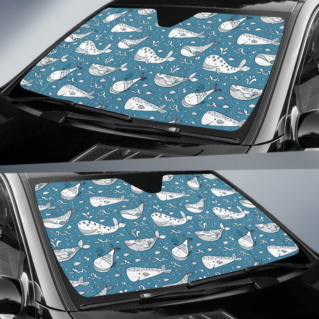 Humpback Whale Pattern Print Design 03 Car Sun Shades-JORJUNE.COM