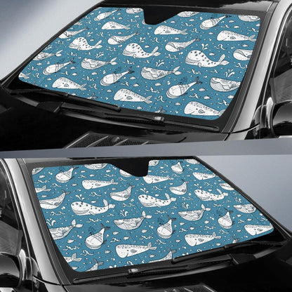 Humpback Whale Pattern Print Design 03 Car Sun Shades-JORJUNE.COM