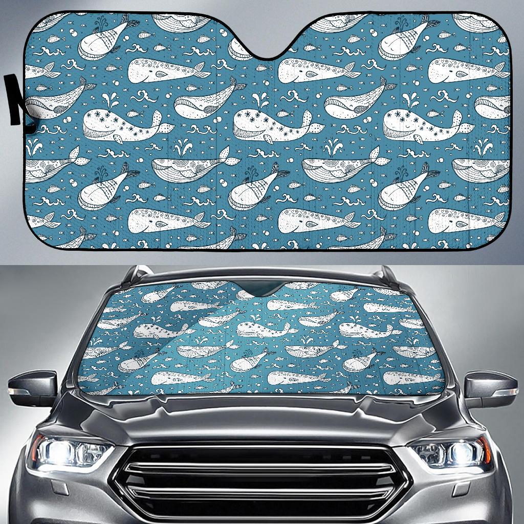 Humpback Whale Pattern Print Design 03 Car Sun Shades-JORJUNE.COM
