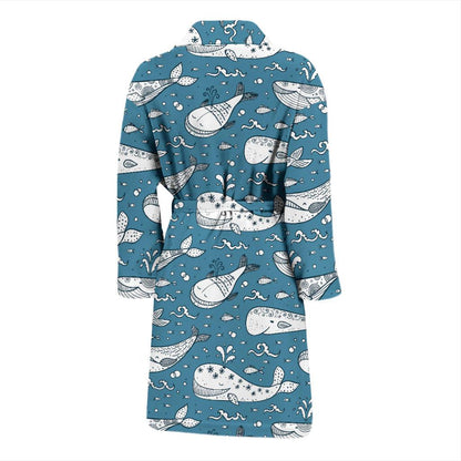 Humpback Whale Pattern Print Design 03 Men Bathrobe-JORJUNE.COM