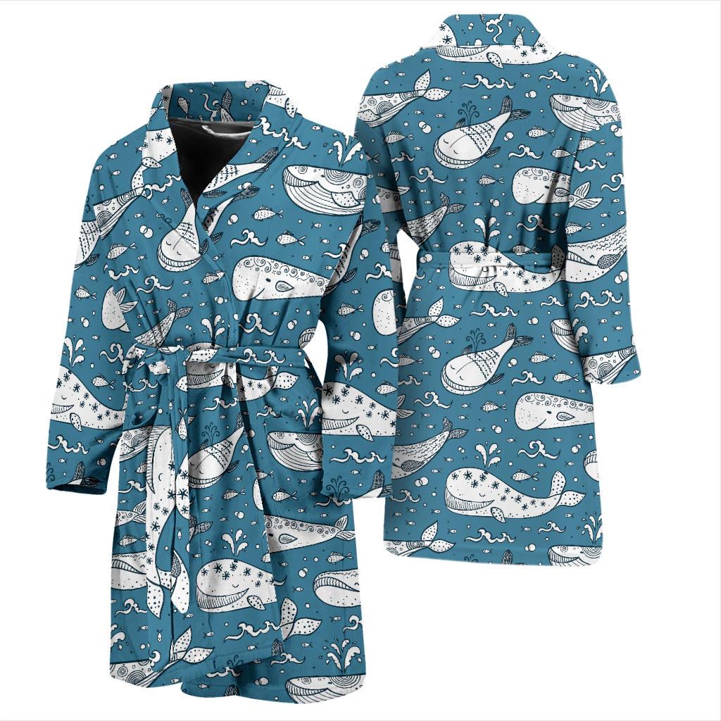 Humpback Whale Pattern Print Design 03 Men Bathrobe-JORJUNE.COM