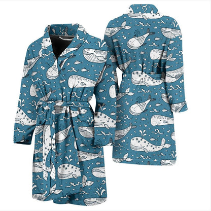 Humpback Whale Pattern Print Design 03 Men Bathrobe-JORJUNE.COM