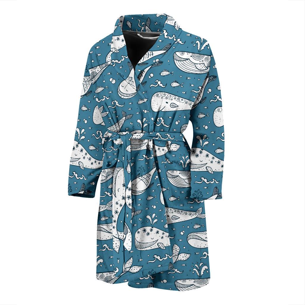 Humpback Whale Pattern Print Design 03 Men Bathrobe-JORJUNE.COM