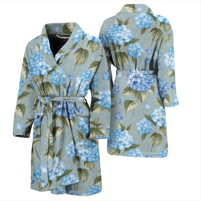 Hydrangea Pattern Print Design 01 Men Bathrobe-JORJUNE.COM