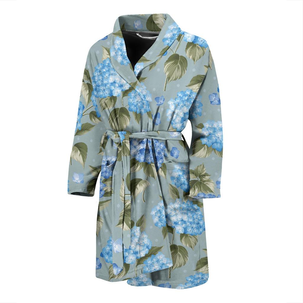 Hydrangea Pattern Print Design 01 Men Bathrobe-JORJUNE.COM