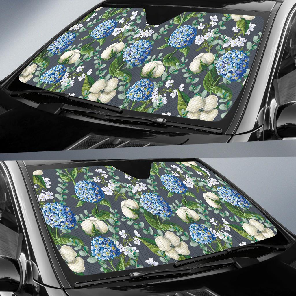 Hydrangea Pattern Print Design 02 Car Sun Shades-JORJUNE.COM