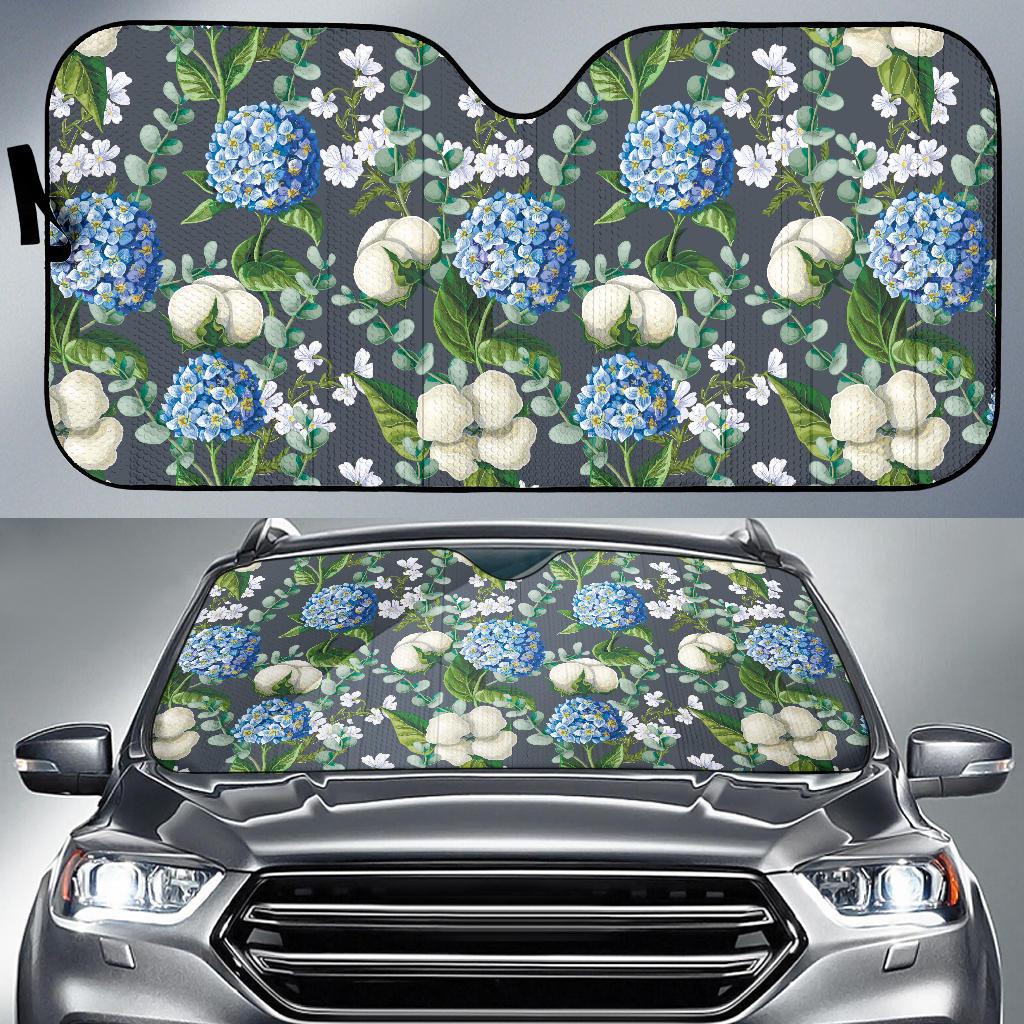 Hydrangea Pattern Print Design 02 Car Sun Shades-JORJUNE.COM