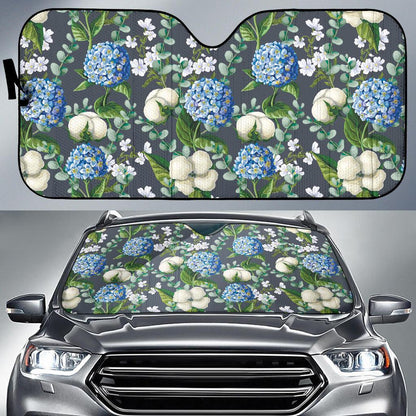 Hydrangea Pattern Print Design 02 Car Sun Shades-JORJUNE.COM