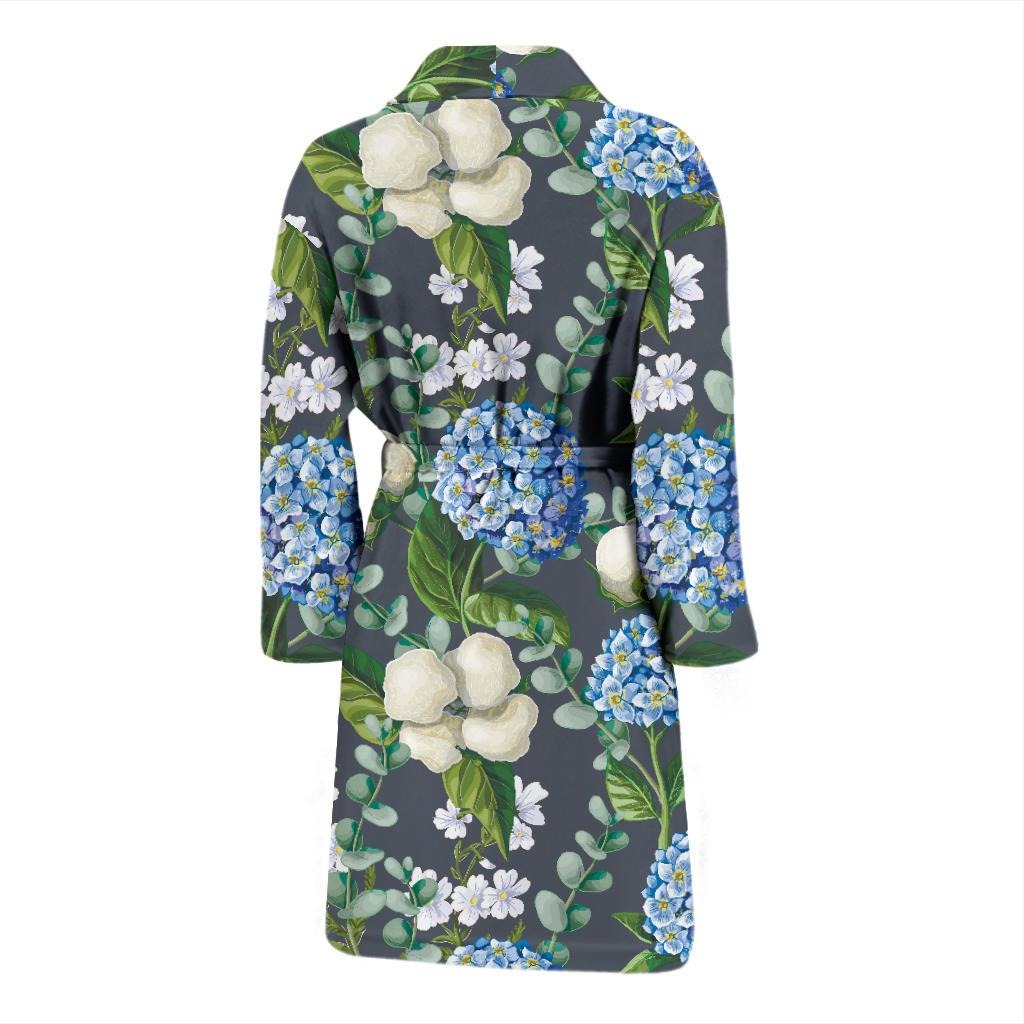 Hydrangea Pattern Print Design 02 Men Bathrobe-JORJUNE.COM