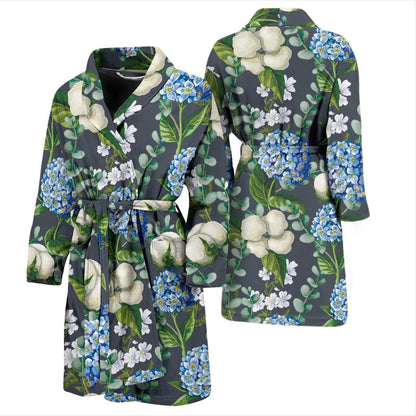 Hydrangea Pattern Print Design 02 Men Bathrobe-JORJUNE.COM