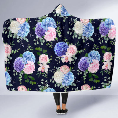 Hydrangea Pattern Print Design HD01 Hooded Blanket-JORJUNE.COM