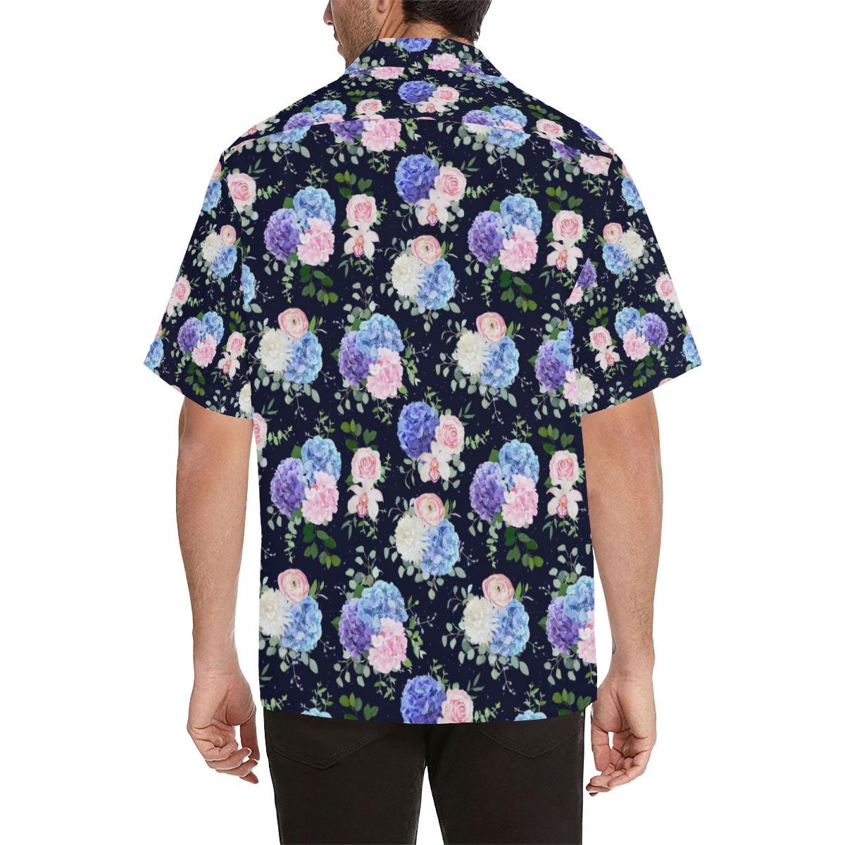 Hydrangea Pattern Print Design HD01 Men Hawaiian Shirt-JorJune