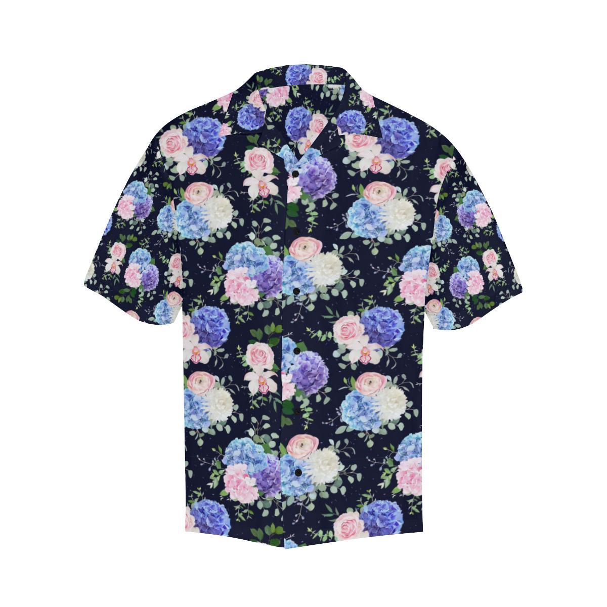 Hydrangea Pattern Print Design HD01 Men Hawaiian Shirt-JorJune