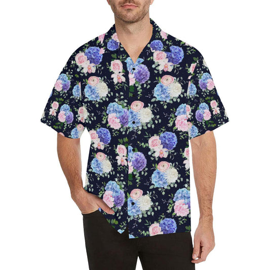 Hydrangea Pattern Print Design HD01 Men Hawaiian Shirt-JorJune