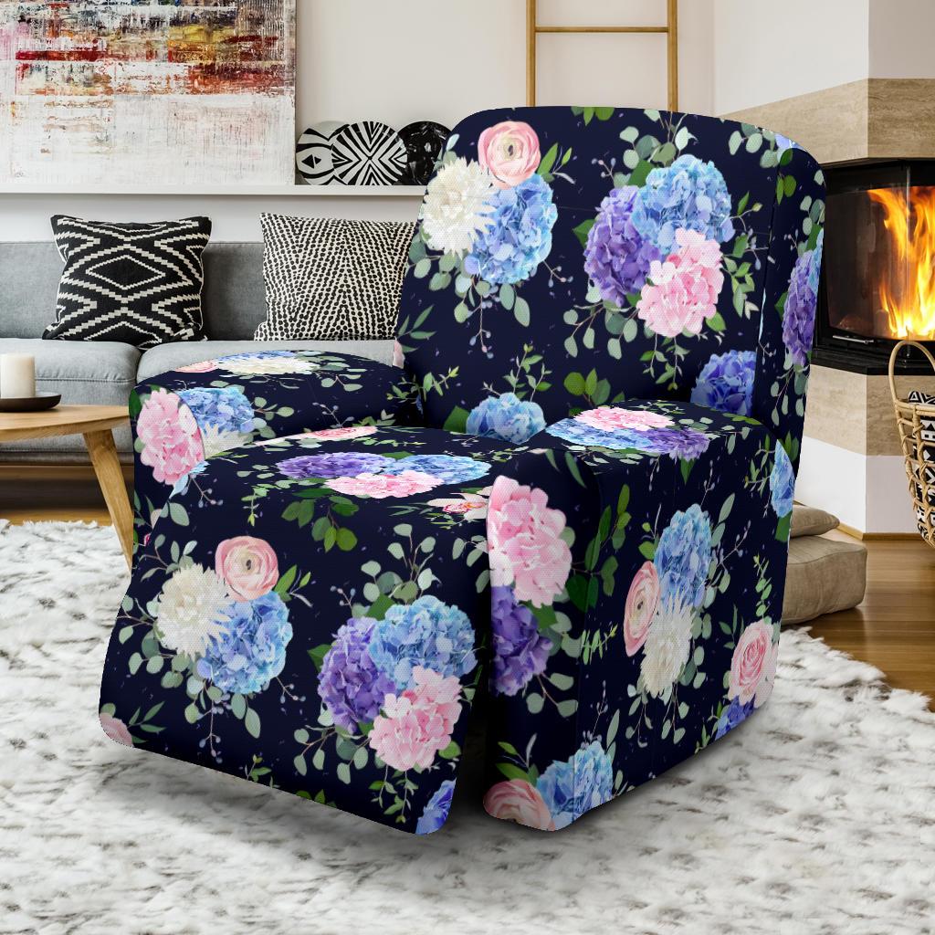 Hydrangea Pattern Print Design HD01 Recliner Slipcover-JORJUNE.COM